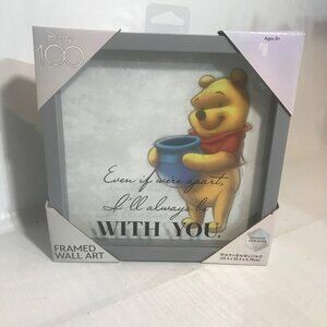 Disney 100 Winnie The Pooh "Even If Were Apart" Framed Wall Art 10" x 10"